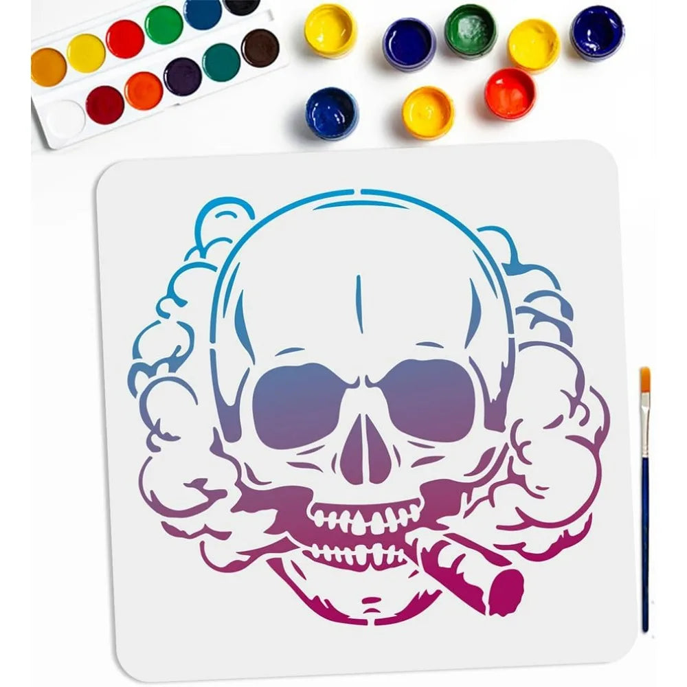 Large Skull Stencil 11.8" – Halloween Skeleton Drawing Template Craft Stencil Axl
