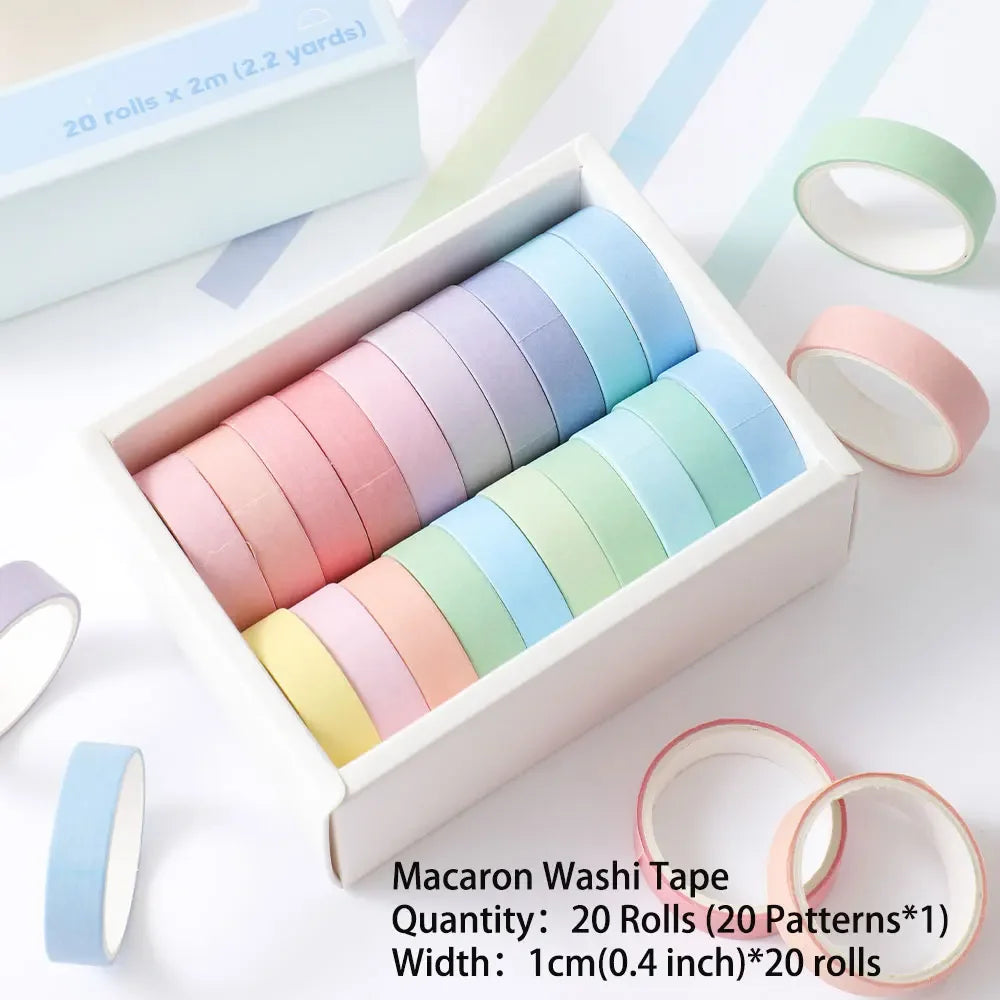 20-Roll Washi Tape Set – Thin Masking Tape for DIY & Crafts Washi Tape Set Axl Blue