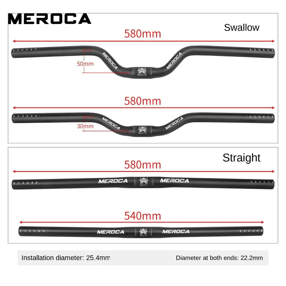 MEROCA MTB Aluminum Handlebar Straight/Riser 25.4x540/580mm Bike Handlebar Axl