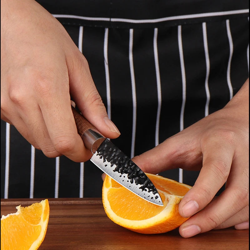 Stainless Steel Paring Knife Set – Hammer Textured Blade Kitchen Knife Set Axl