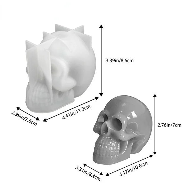3D Skull Silicone Mold – Halloween Candle, Soap & Resin Craft Silicone Craft Mold Axl WHITE