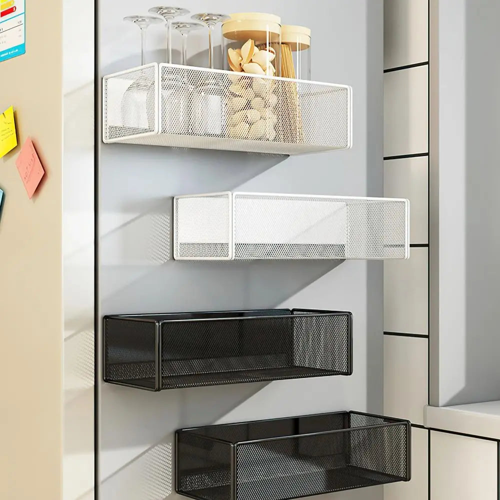 Magnetic Wire Basket Organizer – Fridge & Pegboard Storage Rack Magnetic Storage Basket Axl