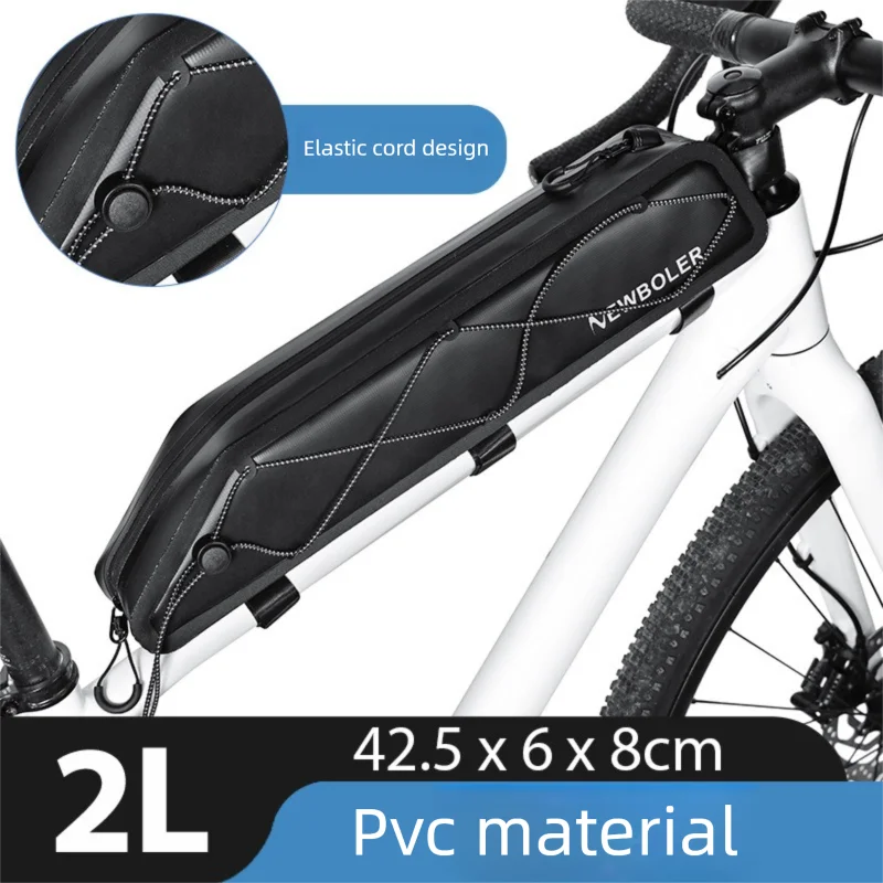 2L Waterproof Bike Top Tube Bag – Extended Cycling Travel Bag Bike Frame Bag Axl Black 2L