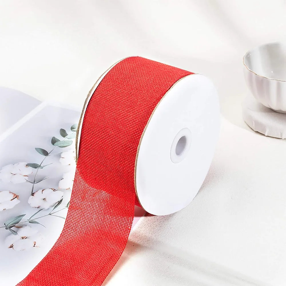 Red Polyester Burlap Ribbon 60mm 20m Roll – Craft & Décor Craft Ribbon Axl