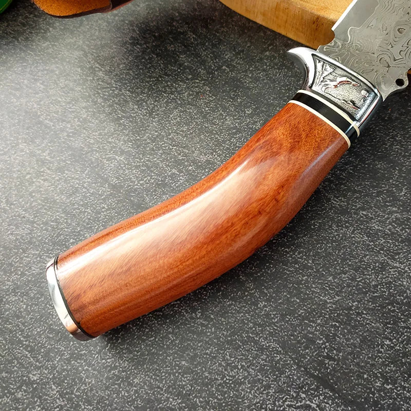 67-Layer Damascus Steel VG10 Boning Knife – Wood Handle Damascus Kitchen Knife Axl