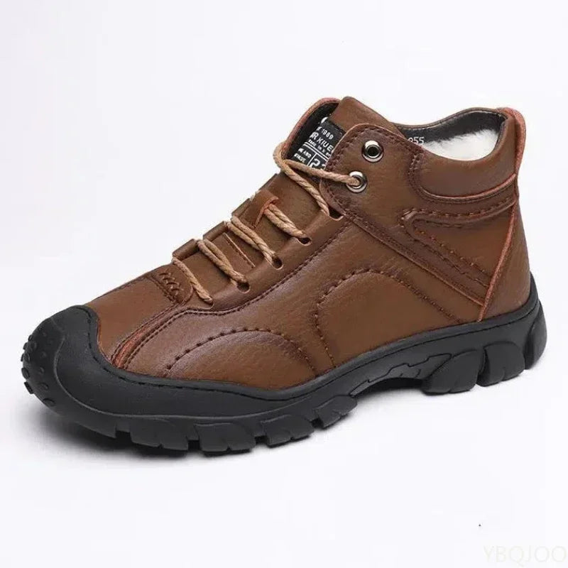 Men's Winter Velvet Lined Ankle Snow Boots – Lace-Up Men's Winter Boots Axl