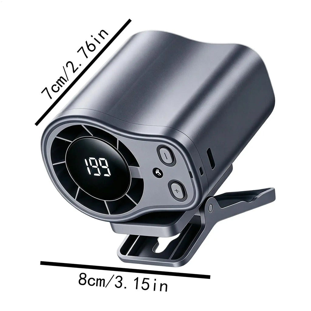 Clip-On Car Fan 199 Speeds USB Rechargeable LED Display Clip-On Personal Fan Axl