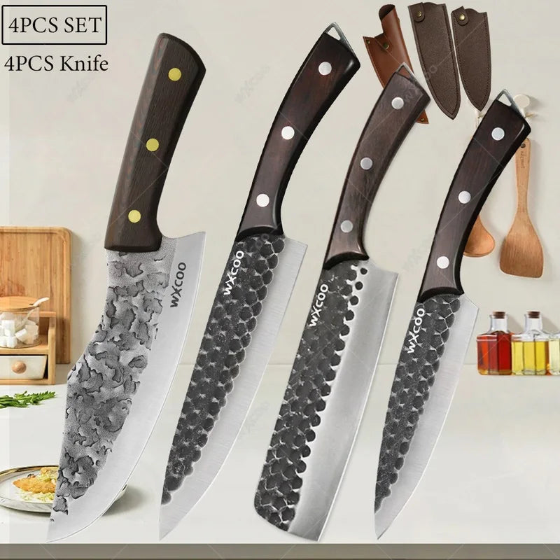 WXCOO Forged Stainless Steel Boning & Cleaver Kitchen Knife Kitchen Knife Axl 4PCS