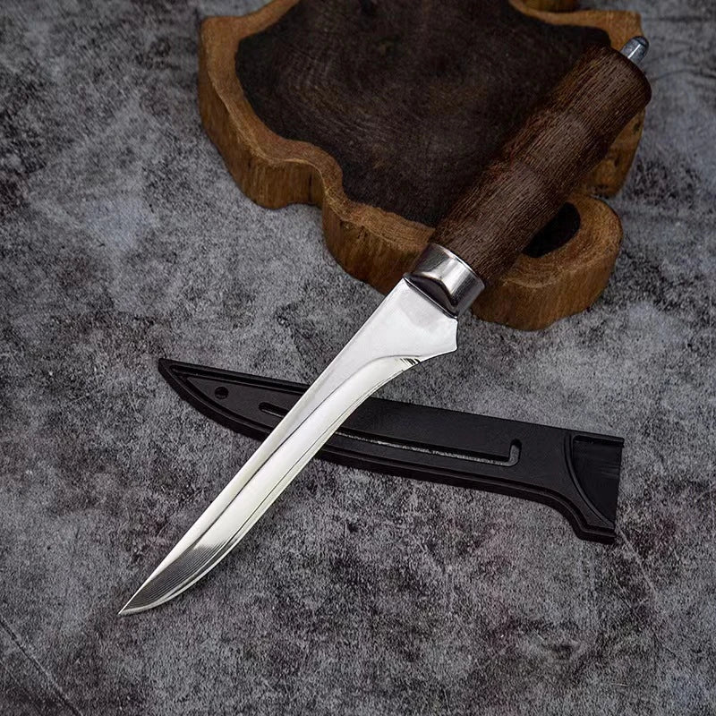 Damascus Boning Knife – Sharp Steel Blade & Wood Handle Damascus Boning Knife Axl