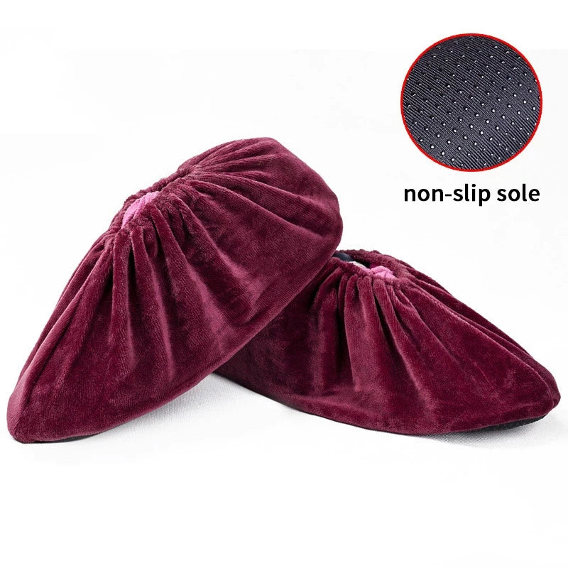 Reusable Thicken Plush Shoe Covers – Anti-Slip Indoor Foot Covers Plush Shoe Covers Axl A004