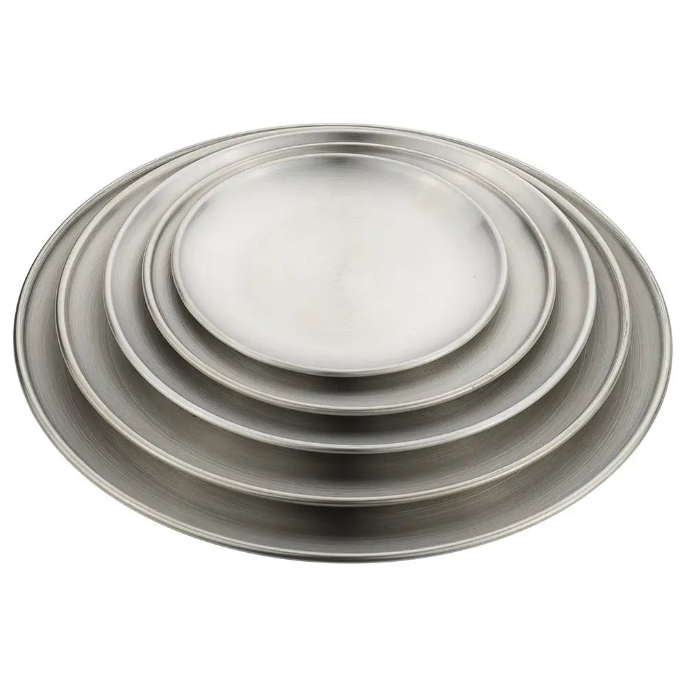 Stainless Steel Round Shallow Tray Gold Silver – 14 to 26cm Shallow Serving Tray Axl