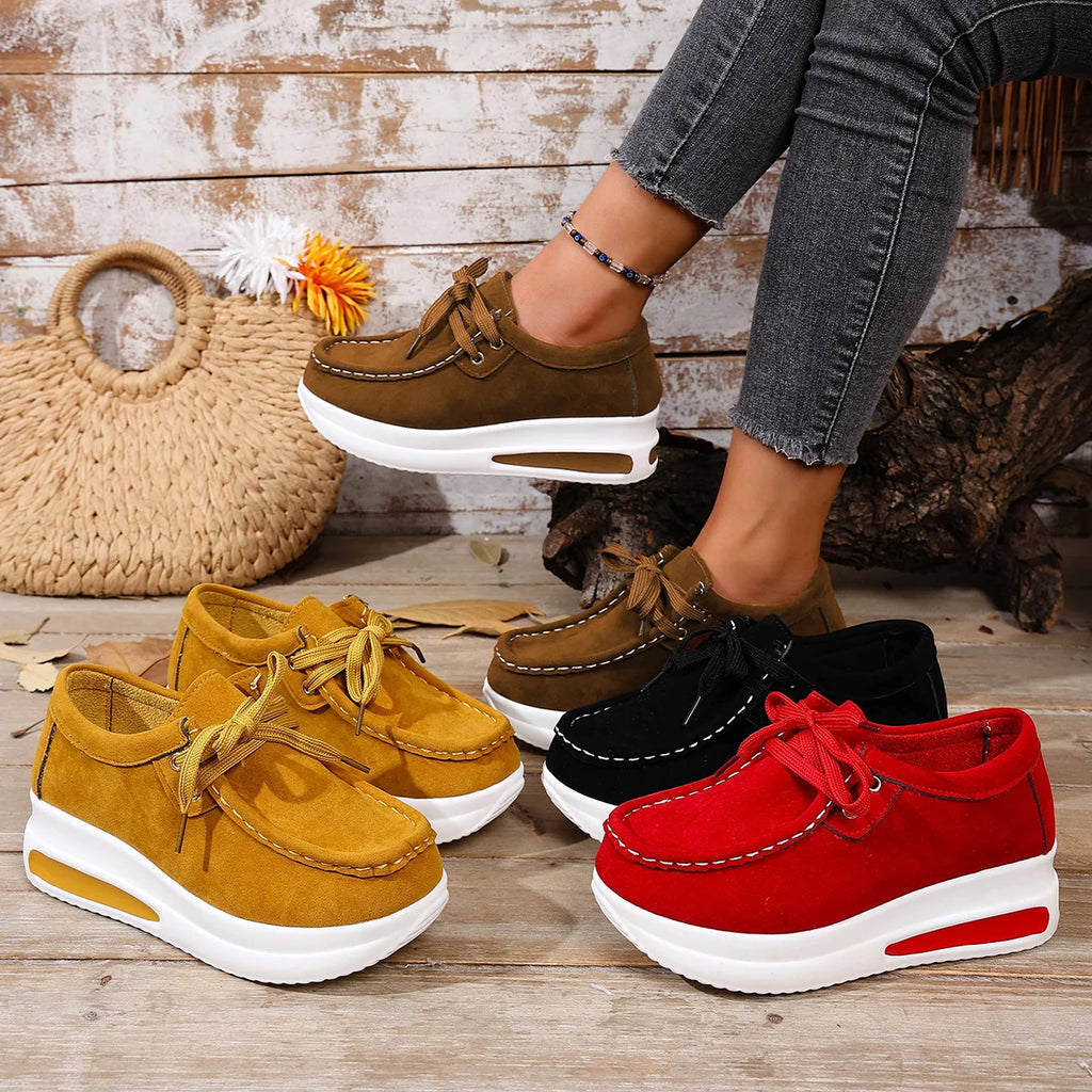 Women's Breathable Lace-Up Sneakers – Thick Sole Casual Shoes Women's Sneakers Axl