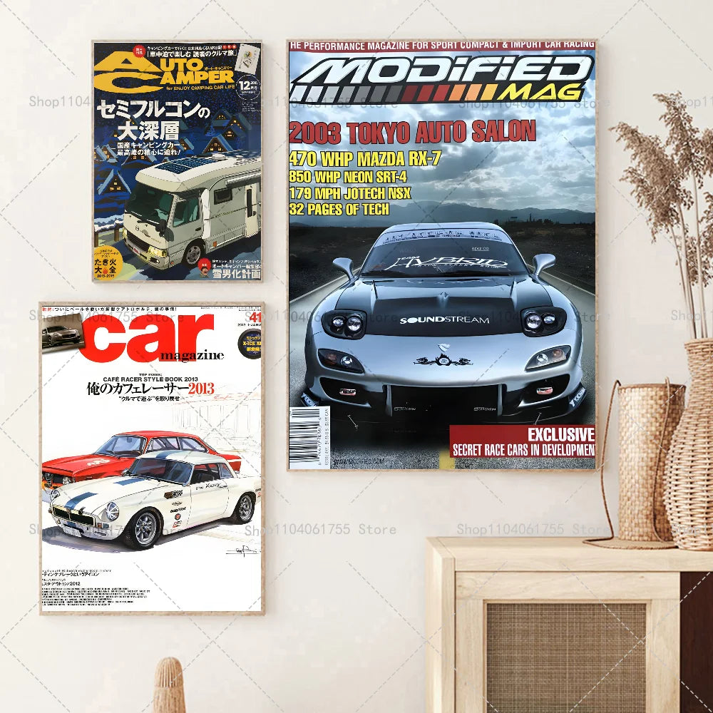 Retro JDM Car Poster | Self-Adhesive Waterproof Wall Sticker Wall Art Poster Axl