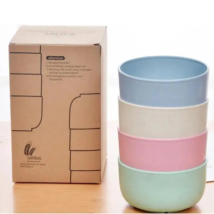 4-Piece Food-Grade Rice Bowl Set – Portable Dining Tableware Dining Bowl Set Axl Random Color