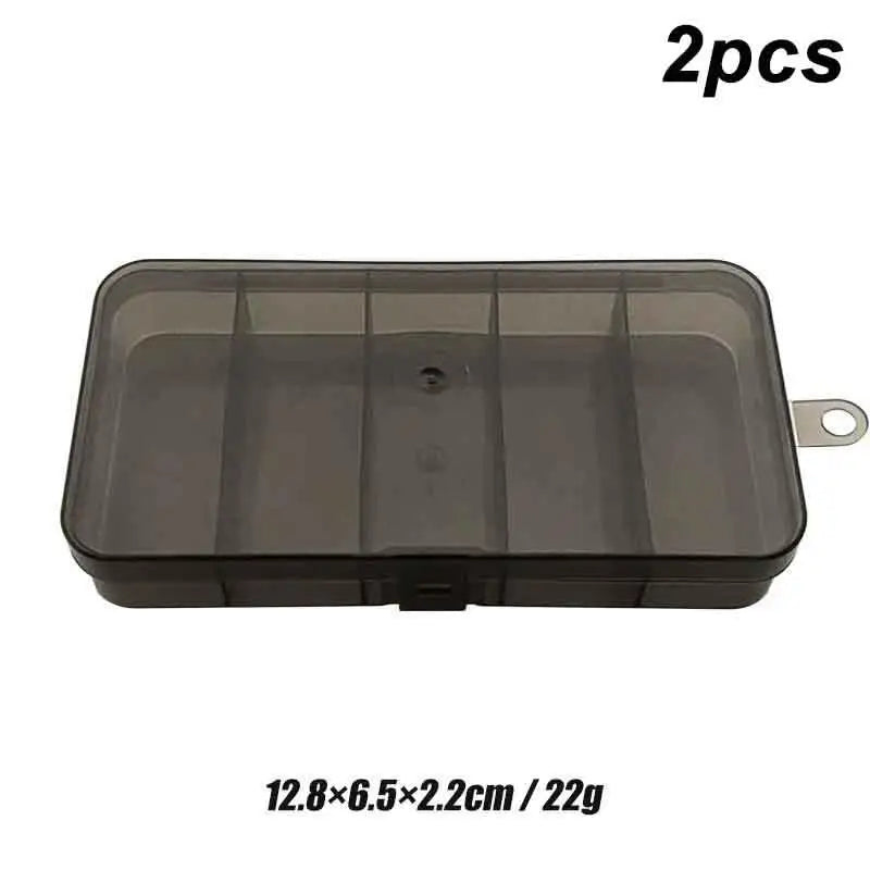 2-Pack 5-Grid Fishing Tackle Box – Portable Bait Storage Case Fishing Tackle Box Axl Black