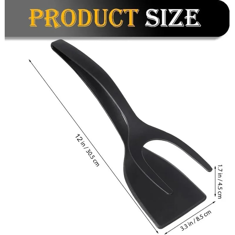 2-in-1 Grip & Flip Spatula Tongs – Nylon Non-Stick Turner Kitchen Spatula Tongs Axl