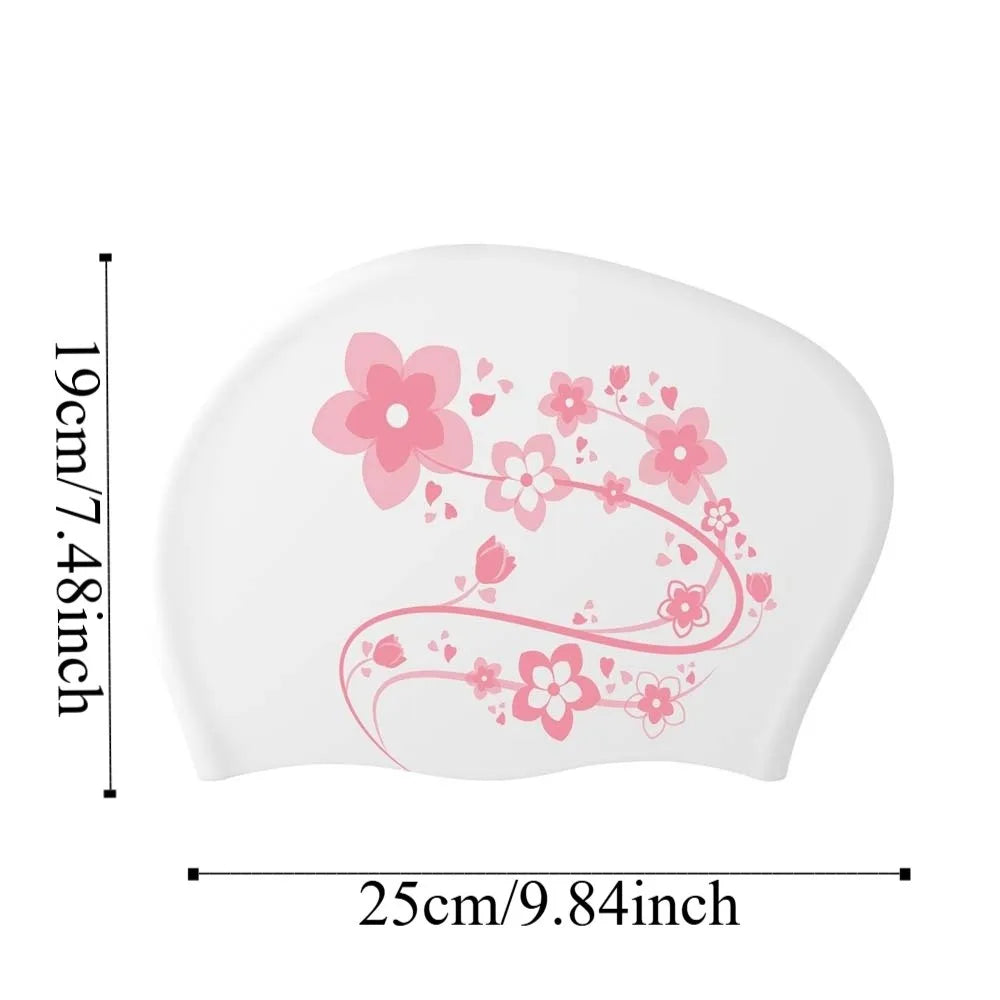 Floral Silicone Swim Cap – Women's Snorkeling & Diving Hood Silicone Swim Cap Axl