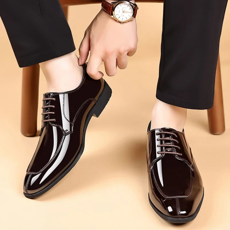 Men's Patent Leather Oxford Shoes – Pointed Toe Dress Shoes Men's Oxford Shoes Axl