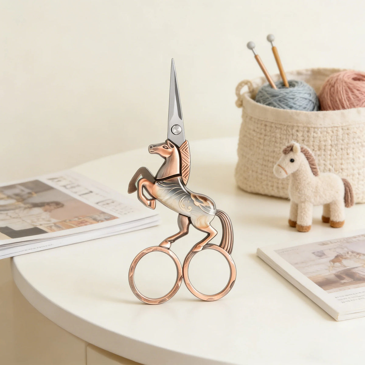 Horse Shape Sewing Scissors – Stainless Steel Thread Cutter Sewing Scissors Axl Scissors-Red Copper