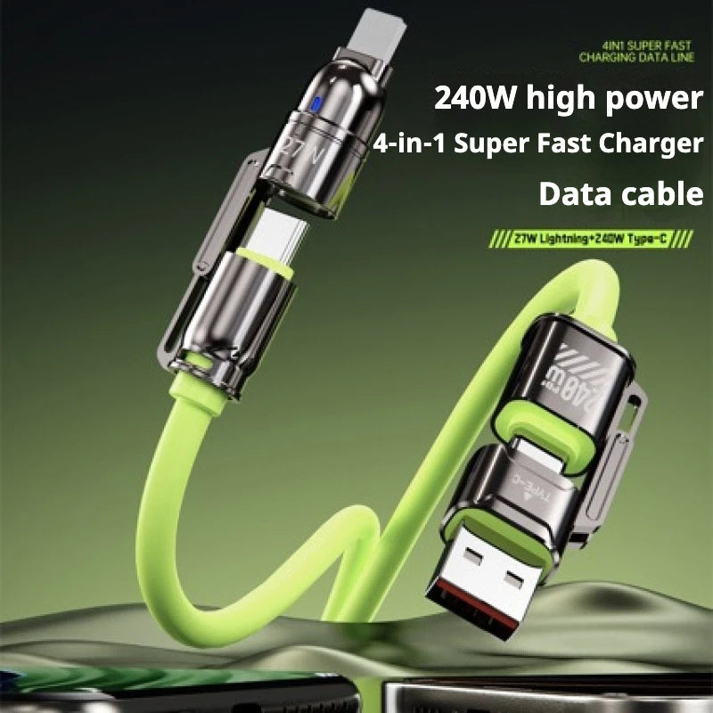 240W 4-in-1 Fast Charging Cable – iPhone & USB-C Fast Charging Cable Axl