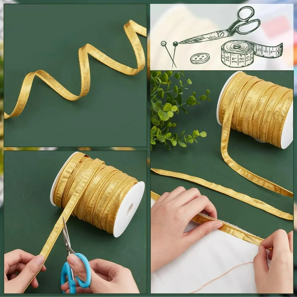 Gold Piping Bias Tape 54 Yards – 12mm Polyester Upholstery Trim Sewing Piping Trim Axl