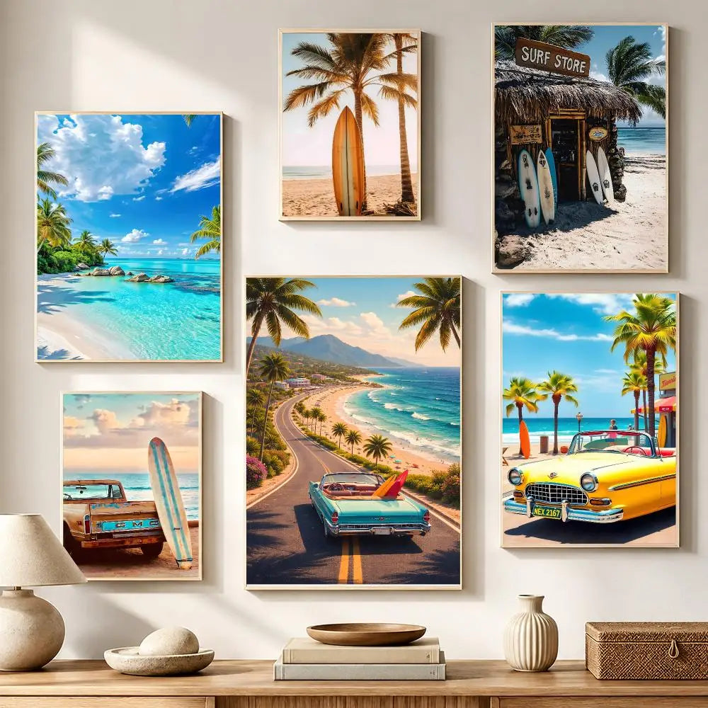 Summer Beach Surfing HD Waterproof Wall Stickers | Home Décor Wall Decal Sticker Axl