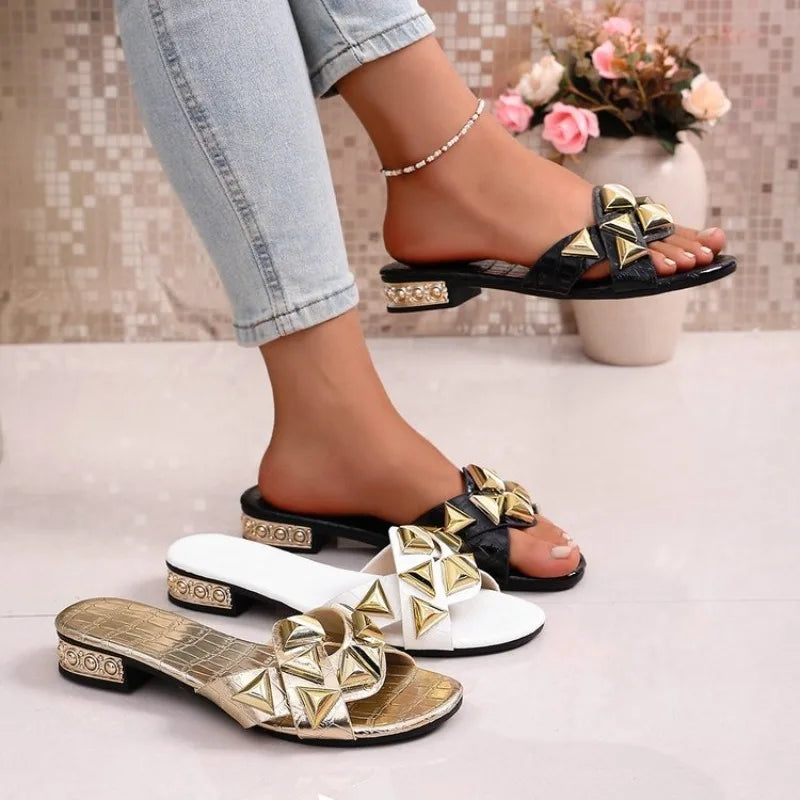 VKJF Women's Open Toe Slide Sandals – Summer Designer Slippers Women's Slide Sandals Axl