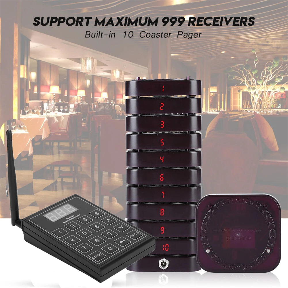 Wireless Restaurant Pager System | 999 Channels, 10–20 Pagers Wireless Pager System Axl