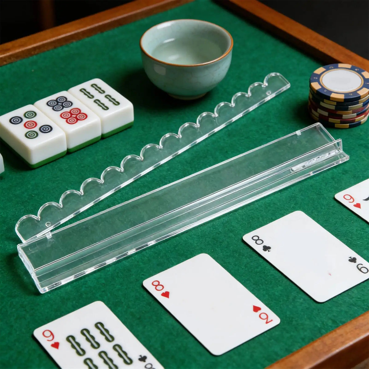 20-Inch Acrylic Mahjong Rack Set with Pusher | Quick Setup Mahjong Rack Set Axl