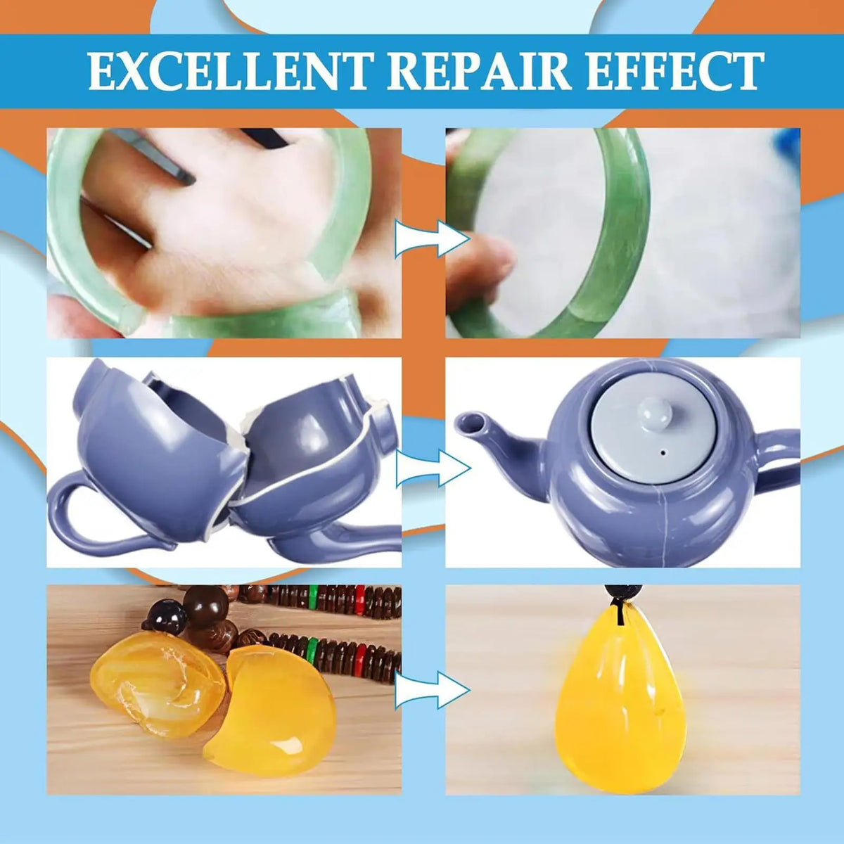 Fast-Drying Ceramic & Porcelain Repair Glue 30g + Droppers Ceramic Repair Adhesive Axl