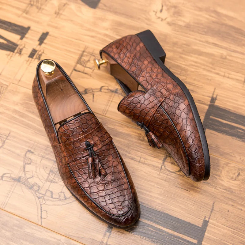 Men's Pointed Toe Slip-On Loafers – Soft PU Leather Business Shoes Men's Loafers Axl