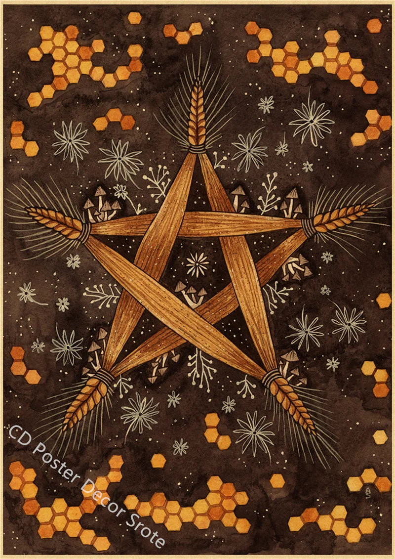 Kitchen Witchery Retro Witch Poster – Kraft Paper Wall Art Wall Art Poster Axl 31 A3 16.5x11.8inch