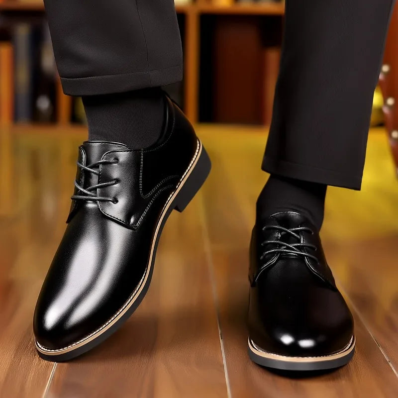 Men's British Lace-Up Dress Shoes – PU Leather, Large Sizes Men's Dress Shoes Axl