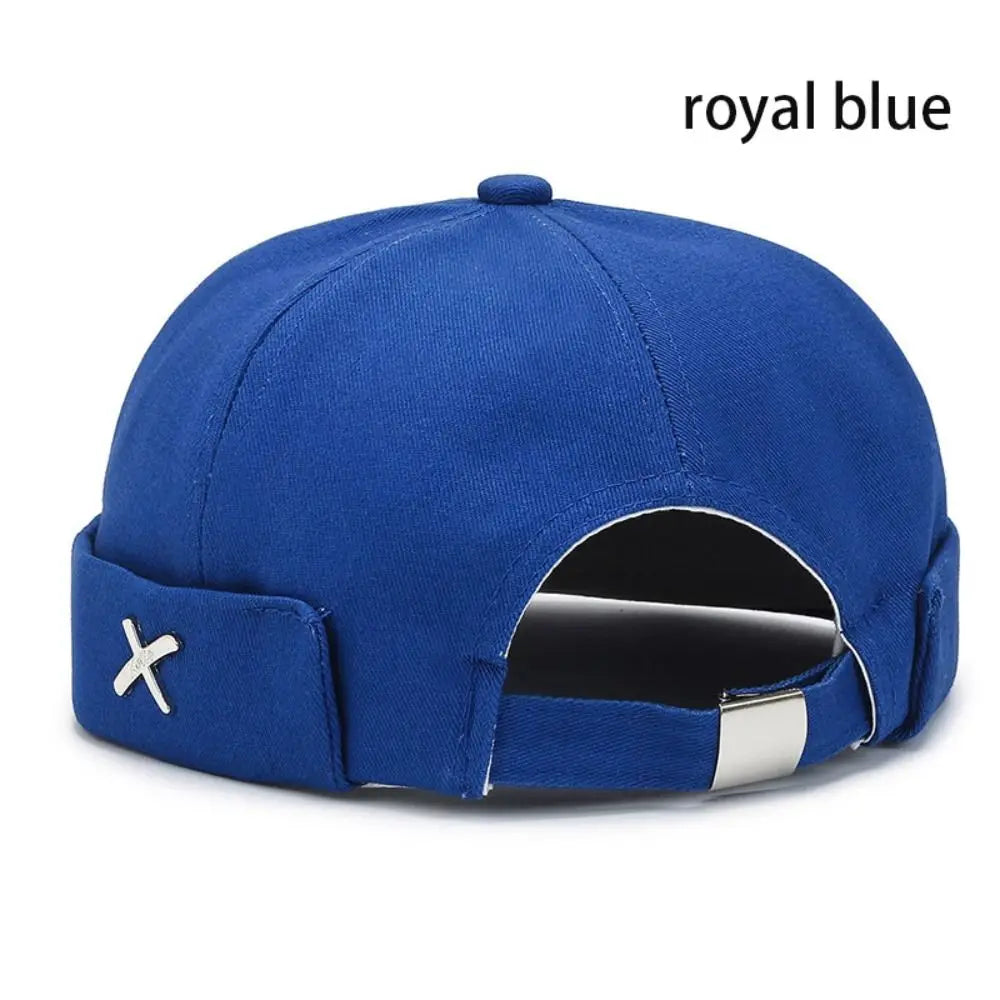 Vintage Washed Cotton Brimless Docker Cap – Unisex Dome Hat Brimless Docker Cap Axl royal blue