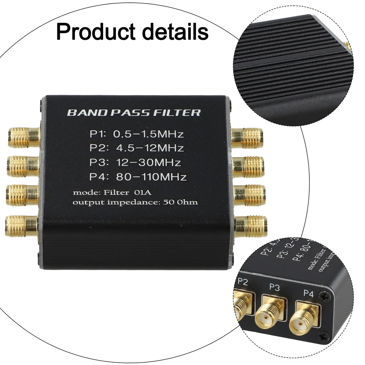 4-Pass Aluminum RF Pre-Filter for Malachite SDR Radio | 300MHz RF Pre-Filter Axl