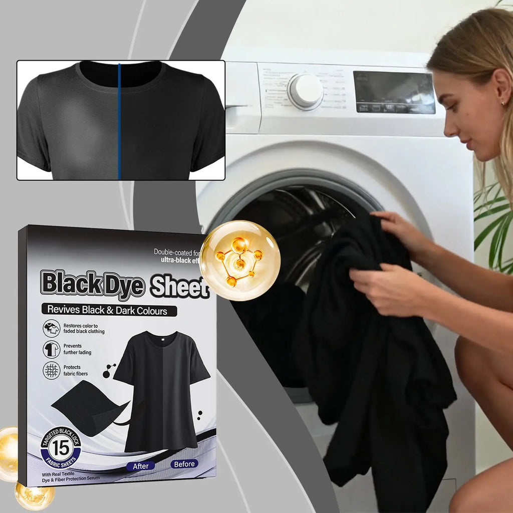 Black Dye Laundry Sheets 15-Pack – Fabric Color Restorer Fabric Dye Sheets Axl