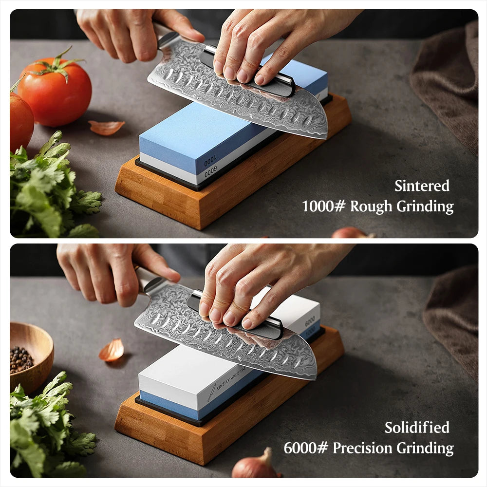 XINZUO 1000/6000 Grit Whetstone Knife Sharpener + Angle Guide Whetstone Sharpener Axl L