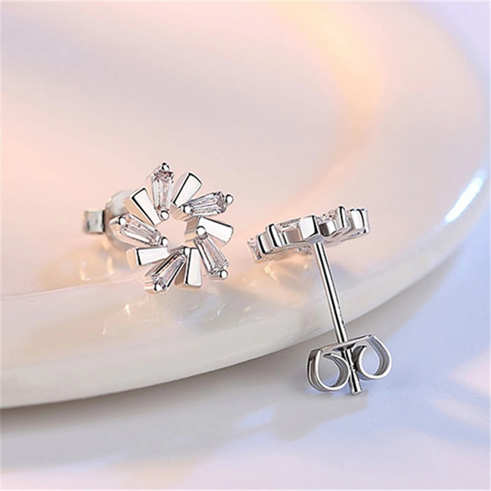 Huitan Cubic Zirconia Silver Stud Earrings – Bridal & Party Stud Earrings Axl