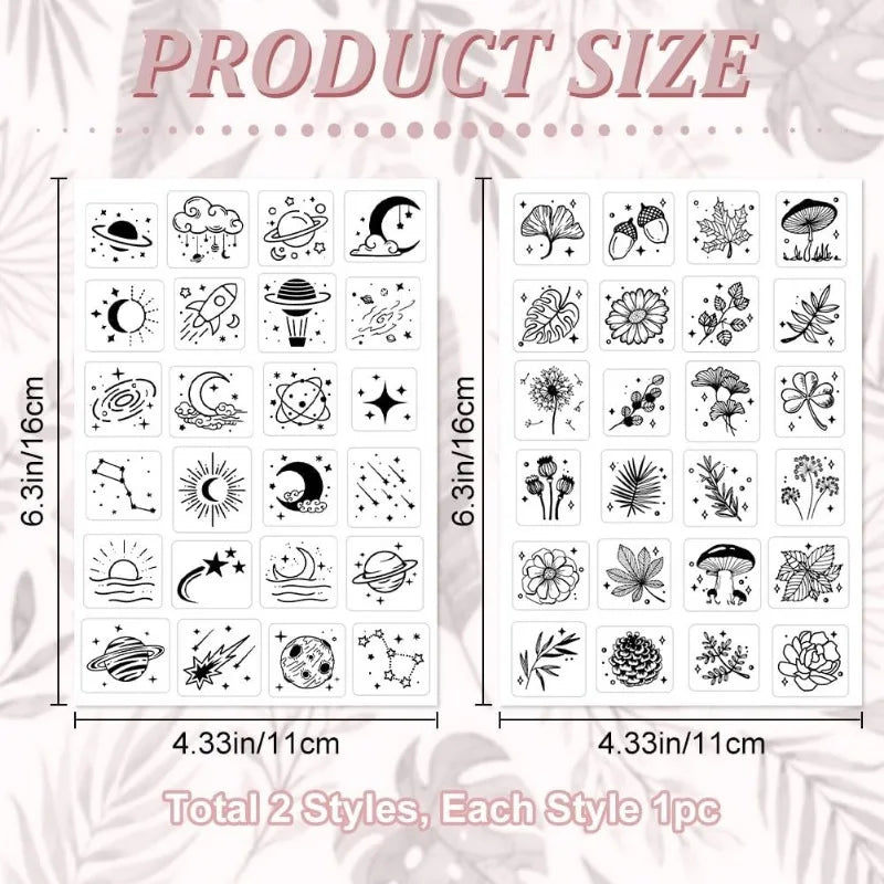 Moon Sun Star Clear Silicone Stamps – 2pc Journaling Set Clear Silicone Stamps Axl AECH04-05104