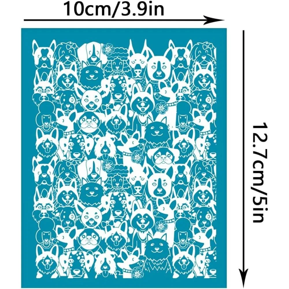 Dog Pattern Clay Silk Screen Stencil – 4×5" Reusable Mesh Craft Stencil Axl