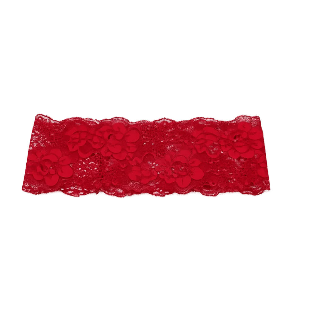 Korean Lace Wide Headband – Breathable Mesh Hair Wrap for Women Lace Hair Headband Axl Red