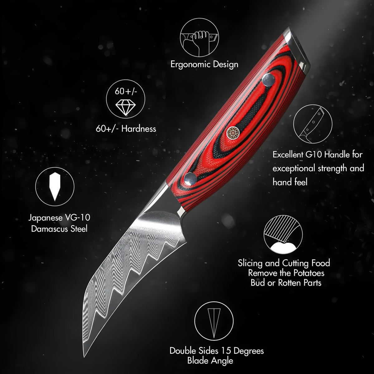 67-Layer Damascus Steel Paring Knife – Fruit & Veg Slicer Damascus Paring Knife Axl
