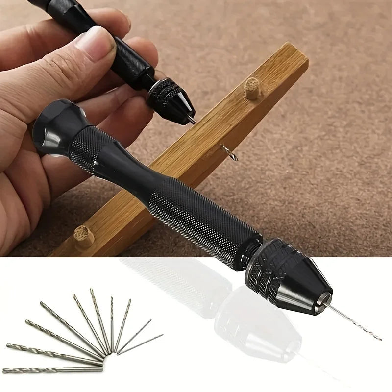Mini Aluminum Pin Vise & 10-Piece Drill Bit Set for Resin Casting Precision Hand Drill Set Axl