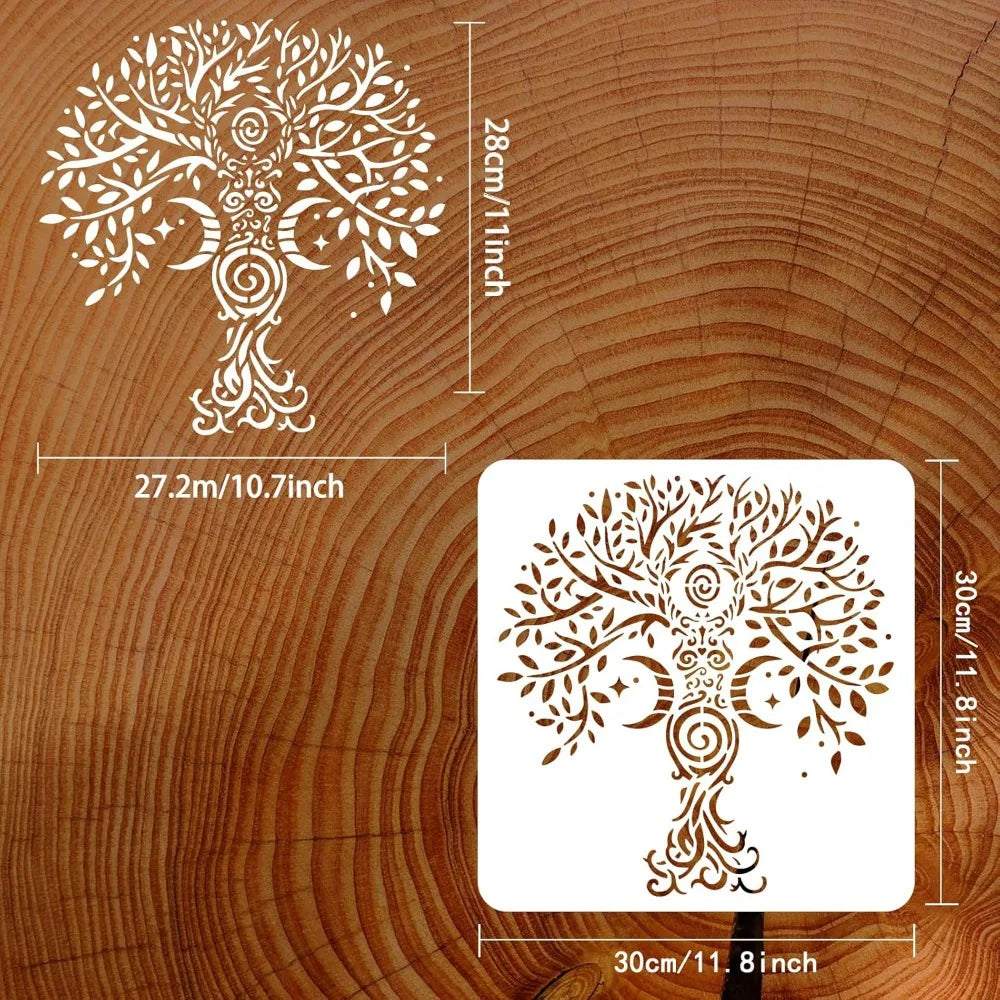 Tree of Life Stencil 11.8" – Reusable PET Moon Star DIY Art DIY Art Stencil Axl