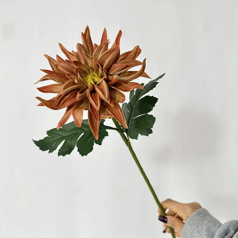 5-Pack Large Dahlia Artificial Flowers – Real Touch Stems Artificial Flower Stems Axl