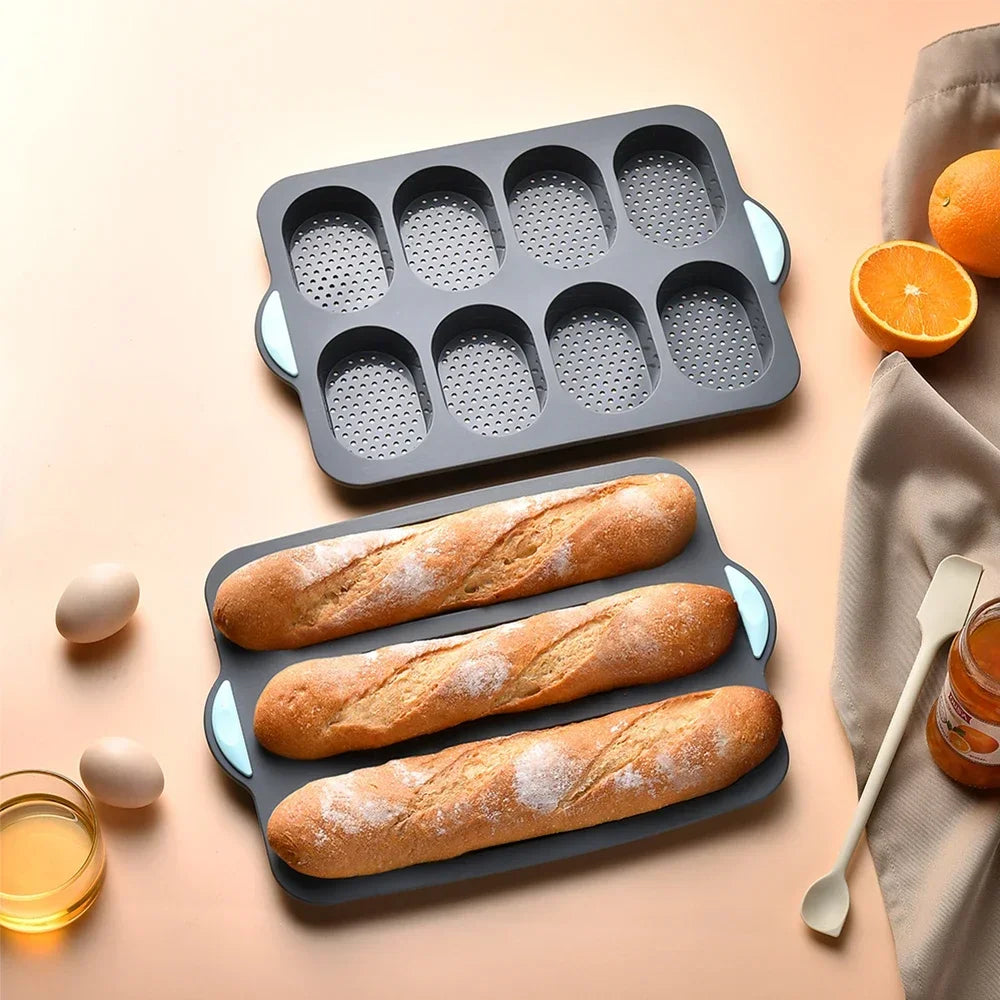 Silicone Baguette Baking Mold – Non-Stick French Bread Tray Silicone Baking Mold Axl 2Pcs Grey Mix