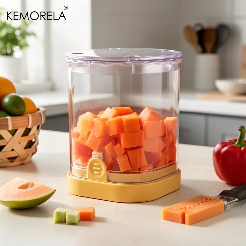 KEMORELA 2-in-1 Fruit & Vegetable Slicer Cup | Dicer & Storage Vegetable Slicer Cup Axl