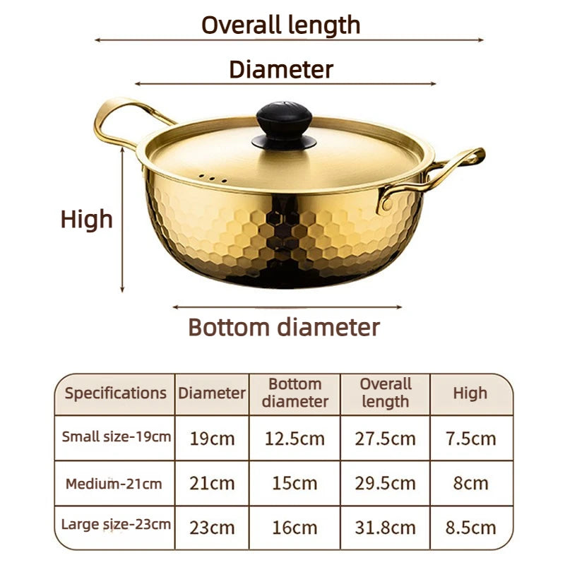3-Piece Korean Ramen Pot Set – Stainless Steel with Lids Cookware Pot Set Axl