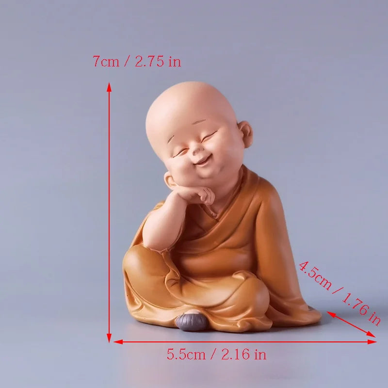 Resin Little Monk Mini Statue – Handmade Home Decor Gift Decorative Figurine Axl 05