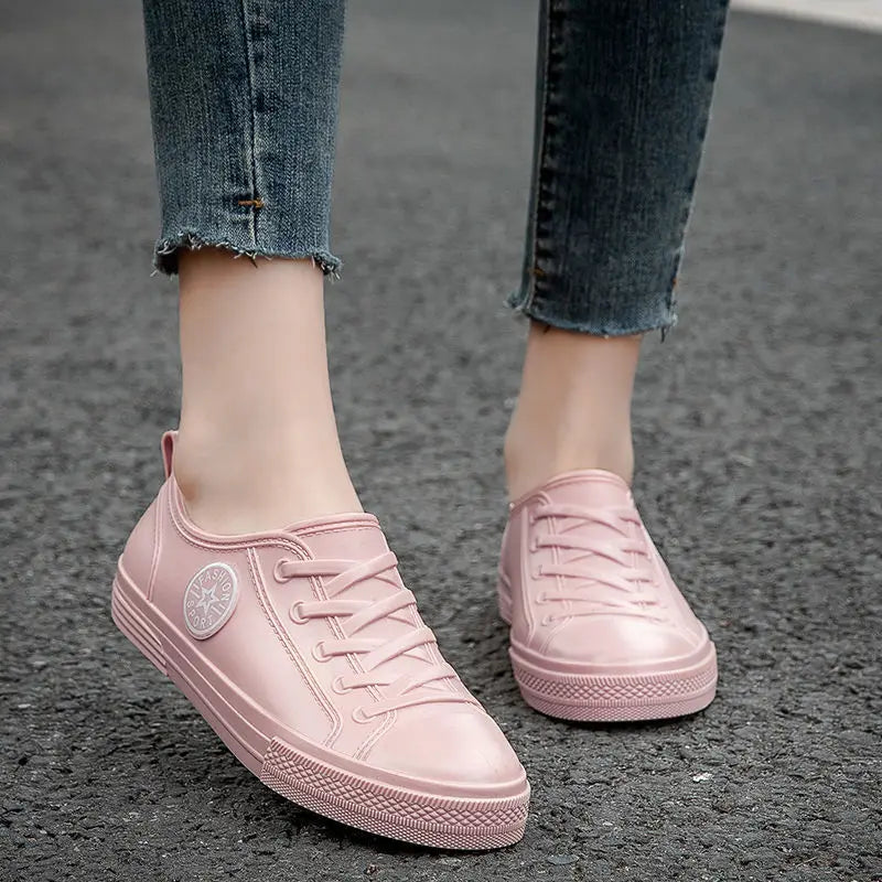 Women's Waterproof Ankle Rain Boots – Slip-On PVC Galoshes Women's Rain Boots Axl Pink(low top) CN 41